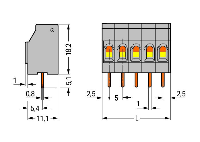 PCB terminal block 2.5 mm² Pin spacing 5 mm gray – Image 2 of 2