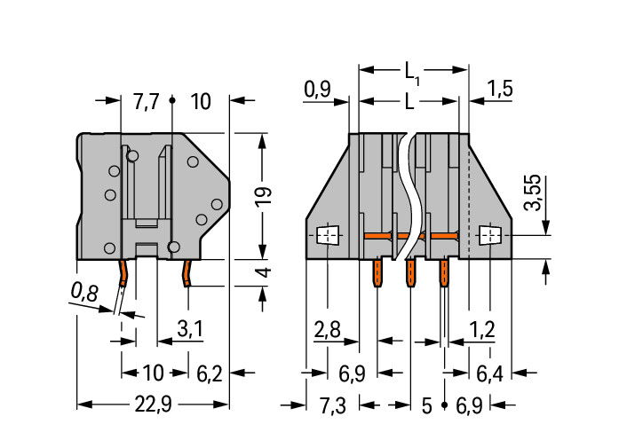 PCB terminal block 4 mm² Pin spacing 5 mm gray – Image 2 of 2