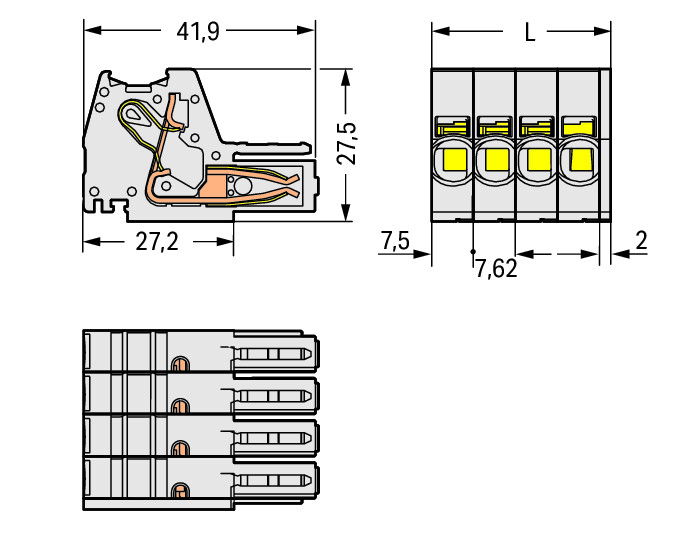 1-conductor female connector Push-in CAGE CLAMP® 10 mm² light gray – Image 2 of 2