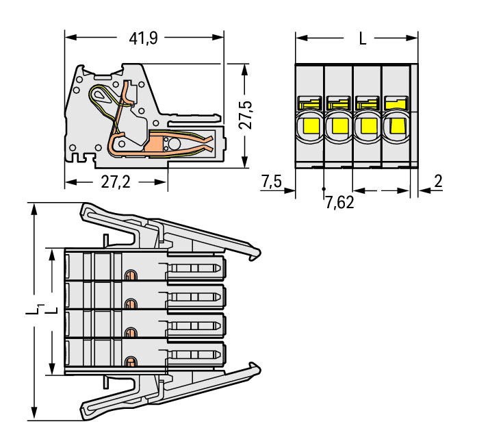 1-conductor female connector Push-in CAGE CLAMP® 10 mm² light gray – Image 2 of 2
