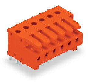 THT female header angled Pin spacing 3.81 mm orange