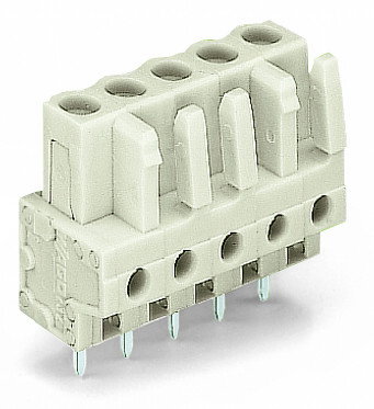 THT female header straight Pin spacing 5 mm light gray