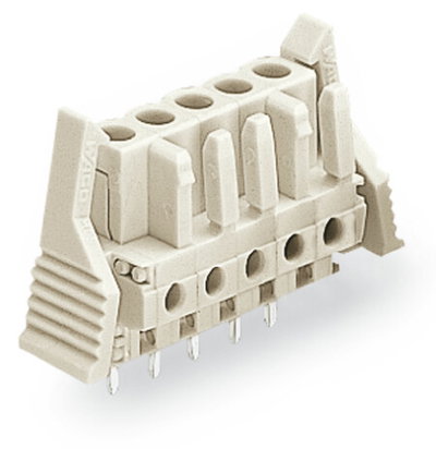 THT female header straight Pin spacing 5 mm light gray