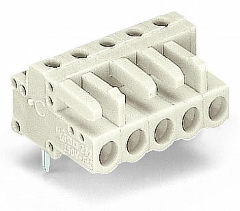 THT female header angled Pin spacing 5 mm light gray