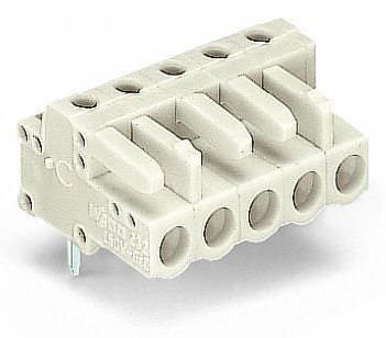 THT female header angled Pin spacing 5 mm light gray