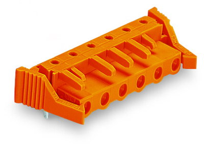 THT female header angled Pin spacing 7.62 mm orange