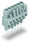 Female connector for rail-mount terminal blocks 0.6 x 1 mm pins straight gray