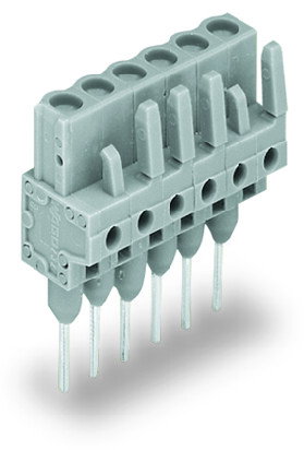 Female connector for rail-mount terminal blocks 0.6 x 1 mm pins straight gray