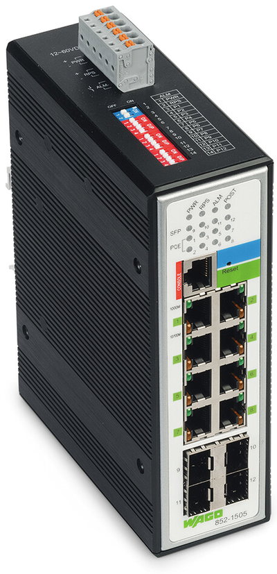 Industrial Managed Switch 8 Ports 1000Base-T 4-Slot 1000BASE-SX/LX black metallic
