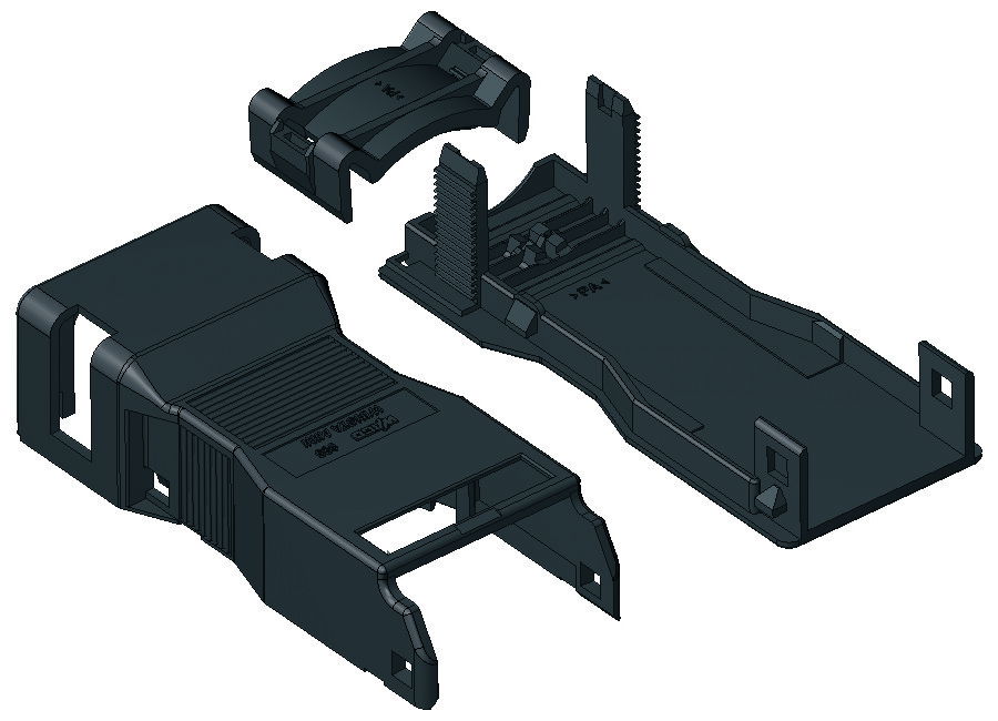 Strain relief housing 4-pole with locking clip black