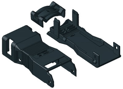 Strain relief housing 4-pole with locking clip black