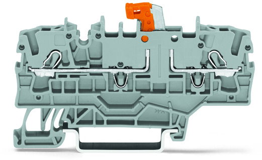 2-conductor disconnect/test terminal block with additional jumper position orange disconnect link blue