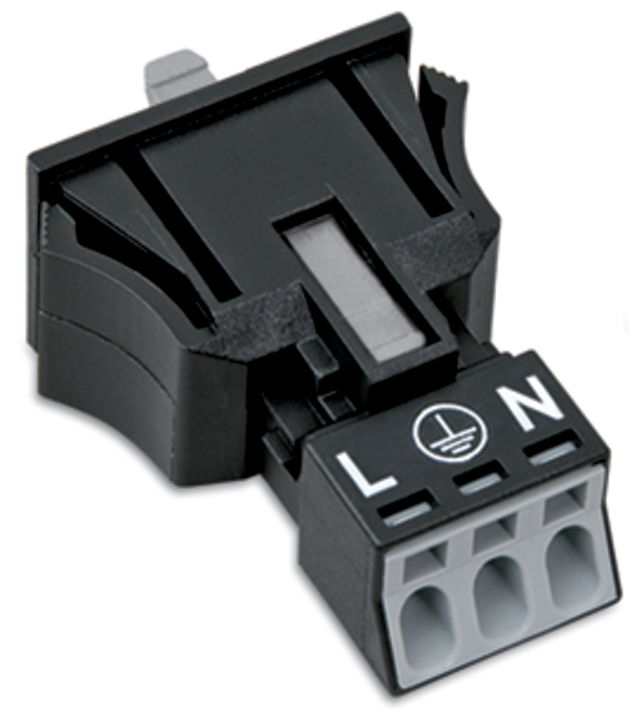 Snap-in socket 3-pole Cod. A black