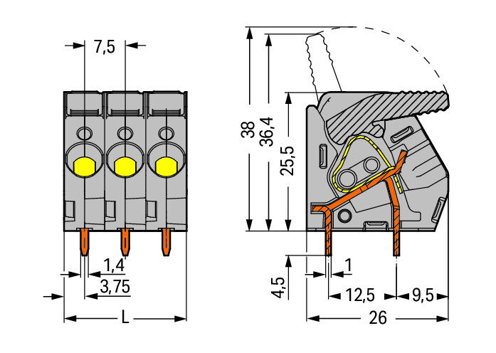 PCB terminal block lever 6 mm² gray – Image 2 of 2