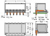 THT male header 1.4 mm Ø solder pin angled light gray