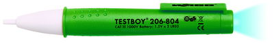 Testboy with integrated flashlight
