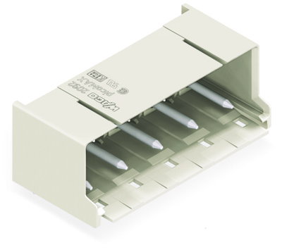 THT male header 1.4 mm Ø solder pin angled light gray