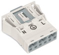 Snap-in plug 3-pole Cod. A white