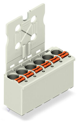 1-conductor THT female connector straight push-button Push-in CAGE CLAMP® light gray