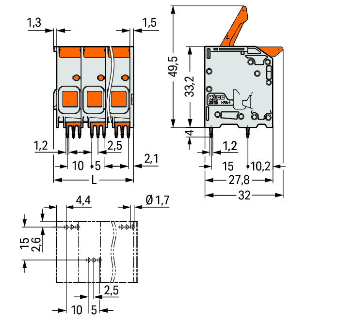 PCB terminal block lever 16 mm² gray – Image 2 of 2