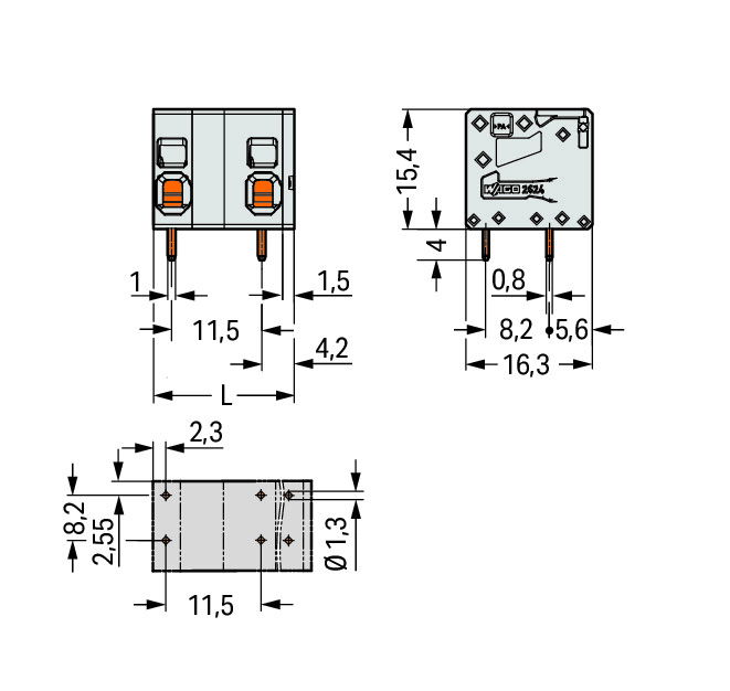 PCB terminal block 4 mm² Pin spacing 11.5 mm gray – Image 2 of 2