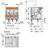 PCB terminal block lever 6 mm² gray