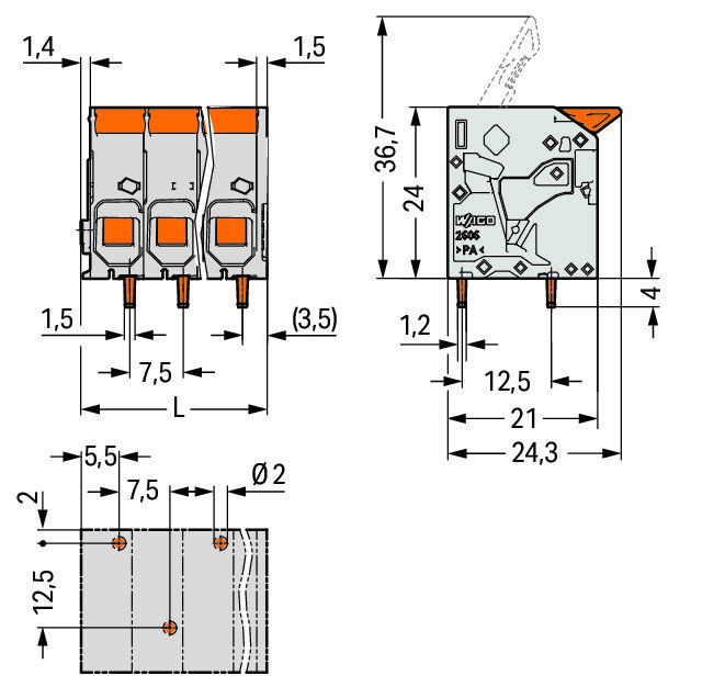 PCB terminal block lever 6 mm² gray – Image 2 of 2