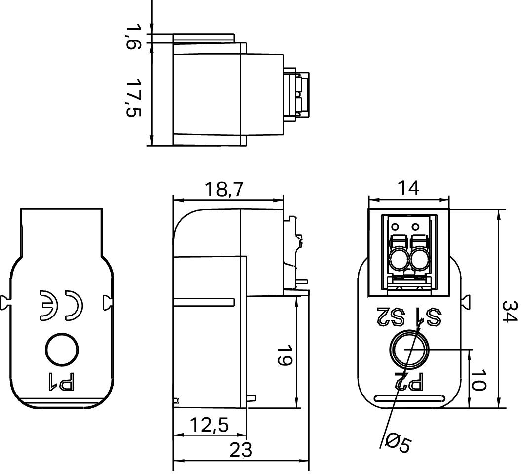 Plug-in current transformer Primary rated current 32 A Secondary rated current 320 mA – Image 2 of 2