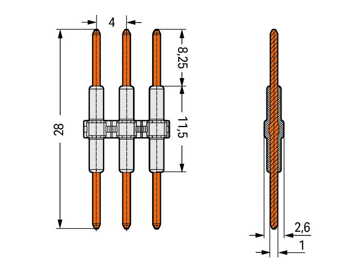Board-to-Board Link Pin spacing 4 mm 2-pole white – Image 3 of 3