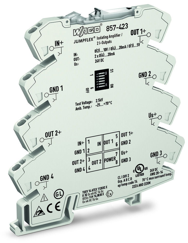 Isolation amplifier Current and voltage input signal 2 x current output signal