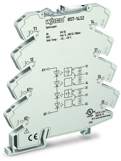 Optocoupler module 2-port Nominal input voltage: 24 VDC light gray