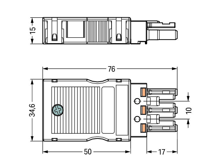 Socket with strain relief housing 3-pole black – Image 2 of 3