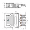 Socket with strain relief housing 5-pole black