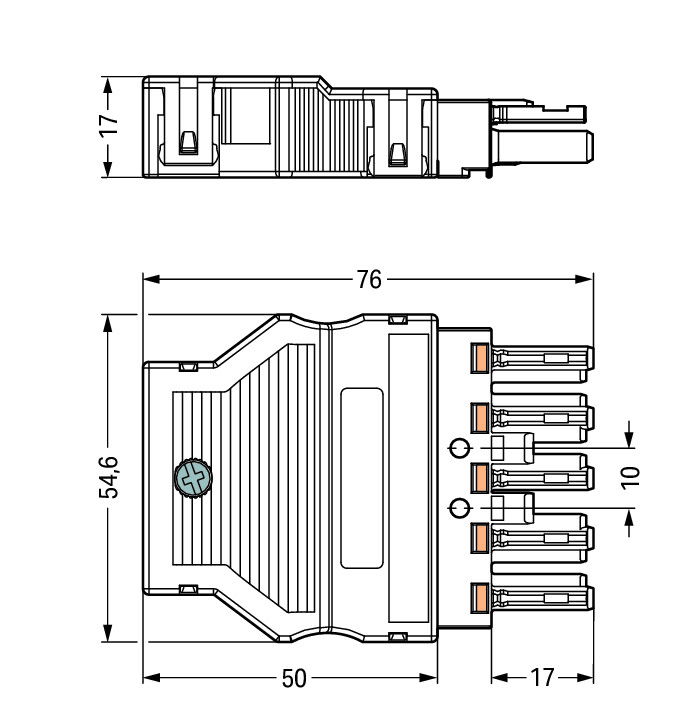 Socket with strain relief housing 5-pole black – Image 2 of 3