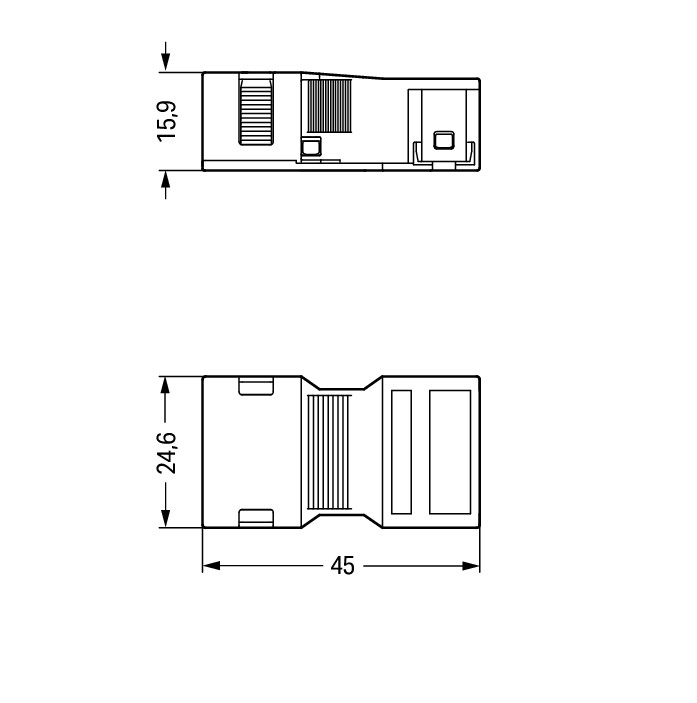 Strain relief housing 2-pole with locking clip black – Image 2 of 2