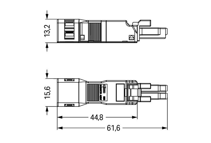 Socket with strain relief housing 2-pole black – Image 2 of 3