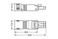 Socket with strain relief housing 3-pole black