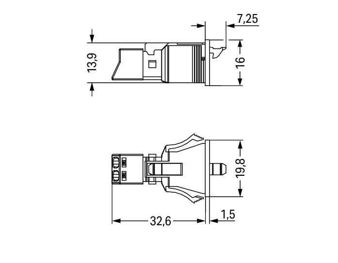 Snap-in socket 2-pole Cod. A black – Image 2 of 3