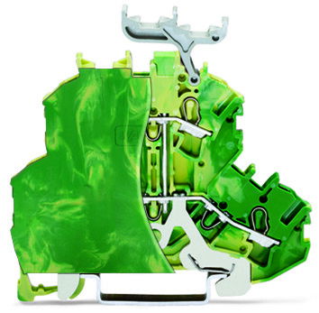 Double-deck terminal block 4-conductor ground terminal block with end plate green-yellow