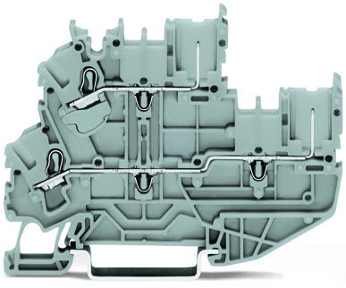 1-conductor/1-pin double deck receptacle terminal block for DIN-rail 35 x 15 and 35 x 7.5 Push-in CAGE CLAMP® gray