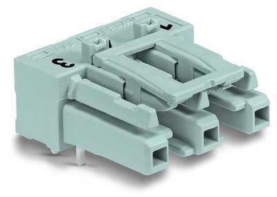 Socket for PCBs angled 3-pole gray