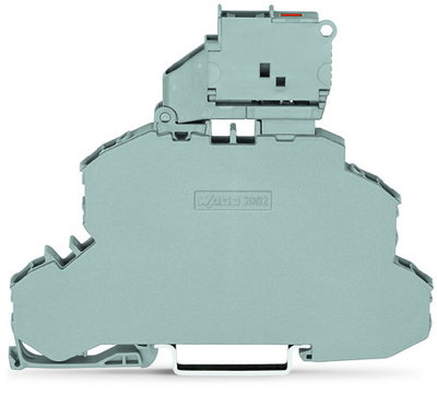 Double-deck fuse terminal block with pivoting fuse holder Through/Fuse terminal block gray