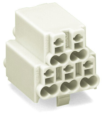 Power supply connector without push-buttons with snap-in mounting feet white