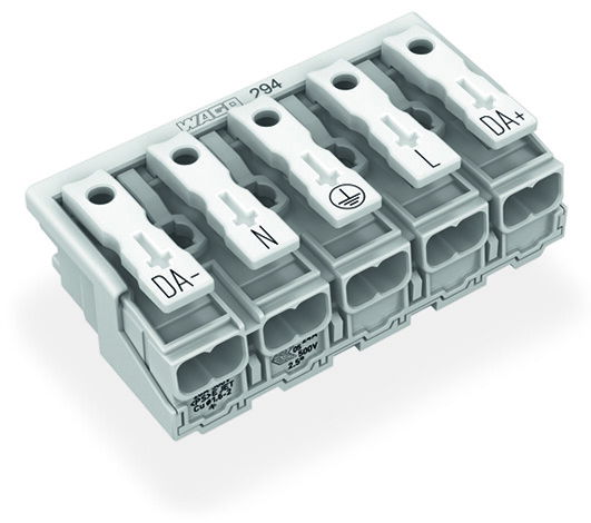 Lighting connector push-button, external without ground contact white