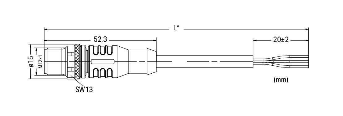 Sensor/Actuator cable M12A plug  straight 5-pole – Image 2 of 2