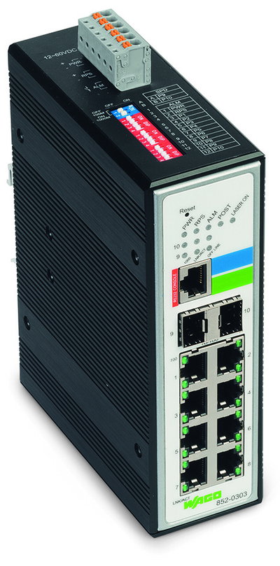 Industrial Managed Switch 8-port 100Base-TX 2-Slot 1000BASE-SX/LX black metallic