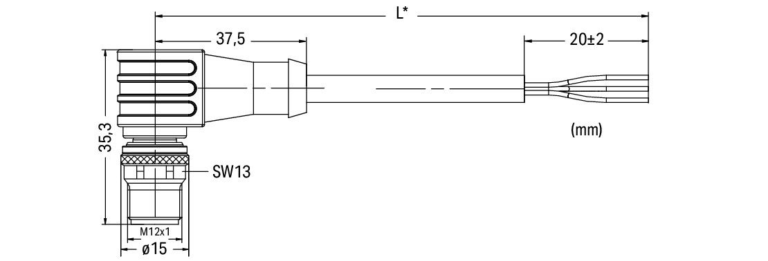 Sensor/Actuator cable M12A plug  angled 5-pole – Image 2 of 2