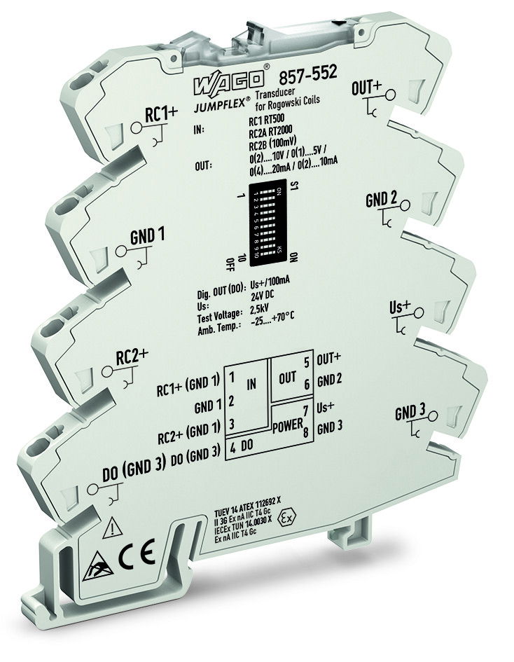 Current signal conditioner Input for Rogowski coils Current and voltage output signal