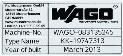 Type labels 70 x 33 mm silver-colored