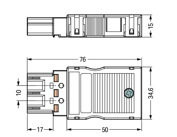 Plug with strain relief housing 3-pole black – Image 2 of 3